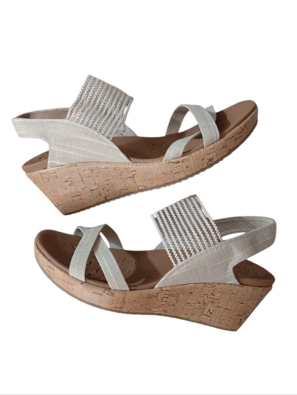 Skechers Women's Light Sand Cork Wedge Sandals